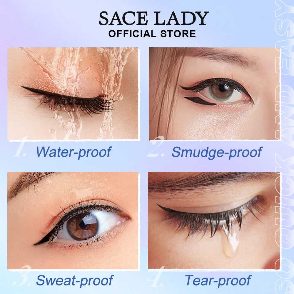 SACE LADY Winged Eyeliner Waterproof Smudge-Proof Double Head Seal Stamp Liquid Eye Liner Pen - High Pigment, Easy Application