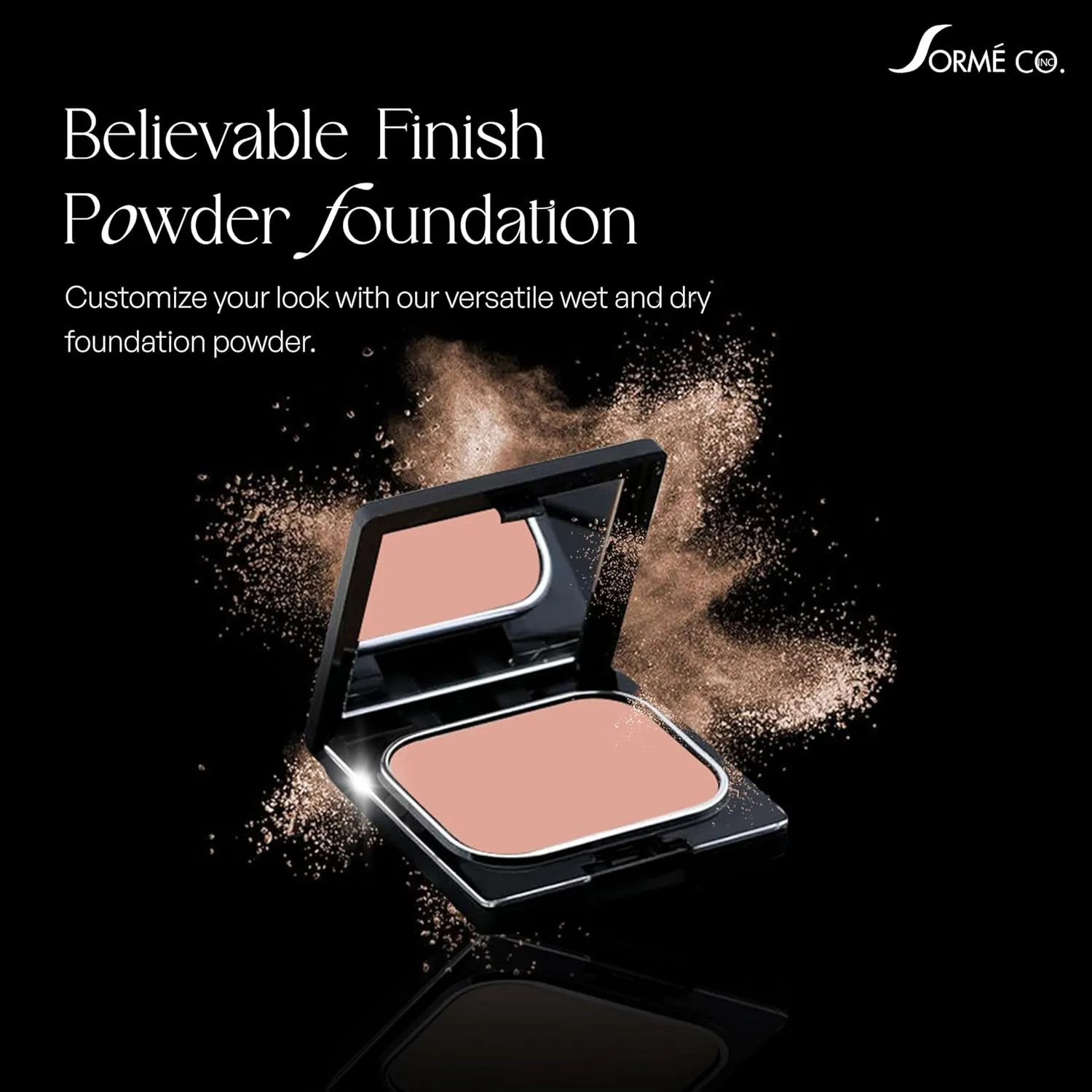 SORM Believable Wet & Dry Finish Powder Foundation - Fragrance Free with Vitamin C - Hydrating, Rejuvenating with Alpha Hydroxy - Medium to Full Coverage - Flawless, Youthful & Dewy Finish - 25ml