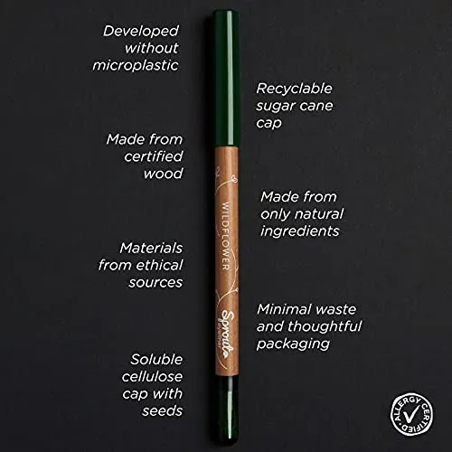Sprout Waterproof Eyeliner | Smooth & Soft | Vegan Formula | Plantable Eyeliner Pencil with Wildflower Seeds | Eco-Friendly Sustainable Makeup Gift | Black