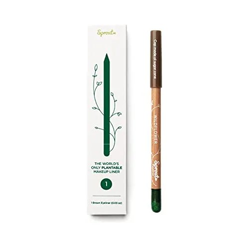 Sprout Waterproof Eyeliner | Smooth & Soft | Vegan Formula | Plantable Eyeliner Pencil with Wildflower Seeds | Eco-Friendly Sustainable Makeup Gift | Brown