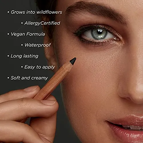 Sprout Waterproof Eyeliner | Smooth & Soft | Vegan Formula | Plantable Eyeliner Pencil with Wildflower Seeds | Eco-Friendly Sustainable Makeup Gift | Brown