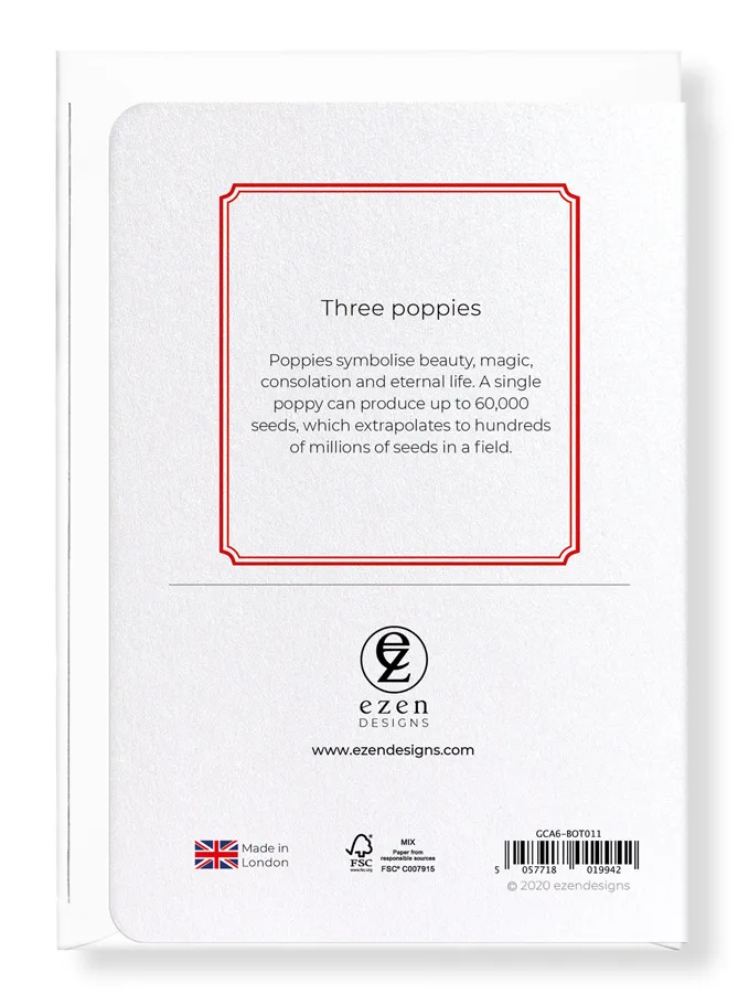 Three poppies (Pack of 8 cards)