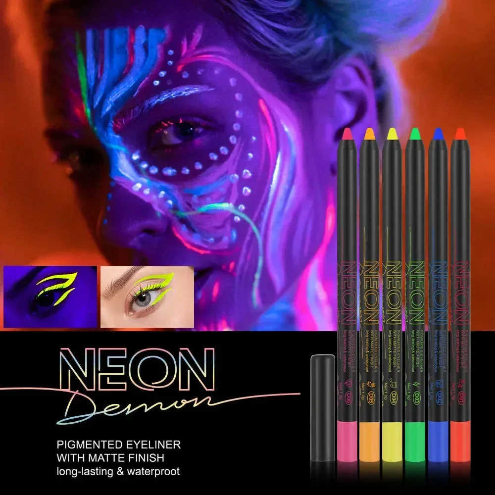 Toleet-Christmas/Thanksgiving Gift Winter Makeup Ideas Fluorescent Eyeliner 6 Colors UV Waterproof and Sweat Resistant Eyeliner Gel Makeup Eyeshadow Stick Face Painting Pen Cosmetics