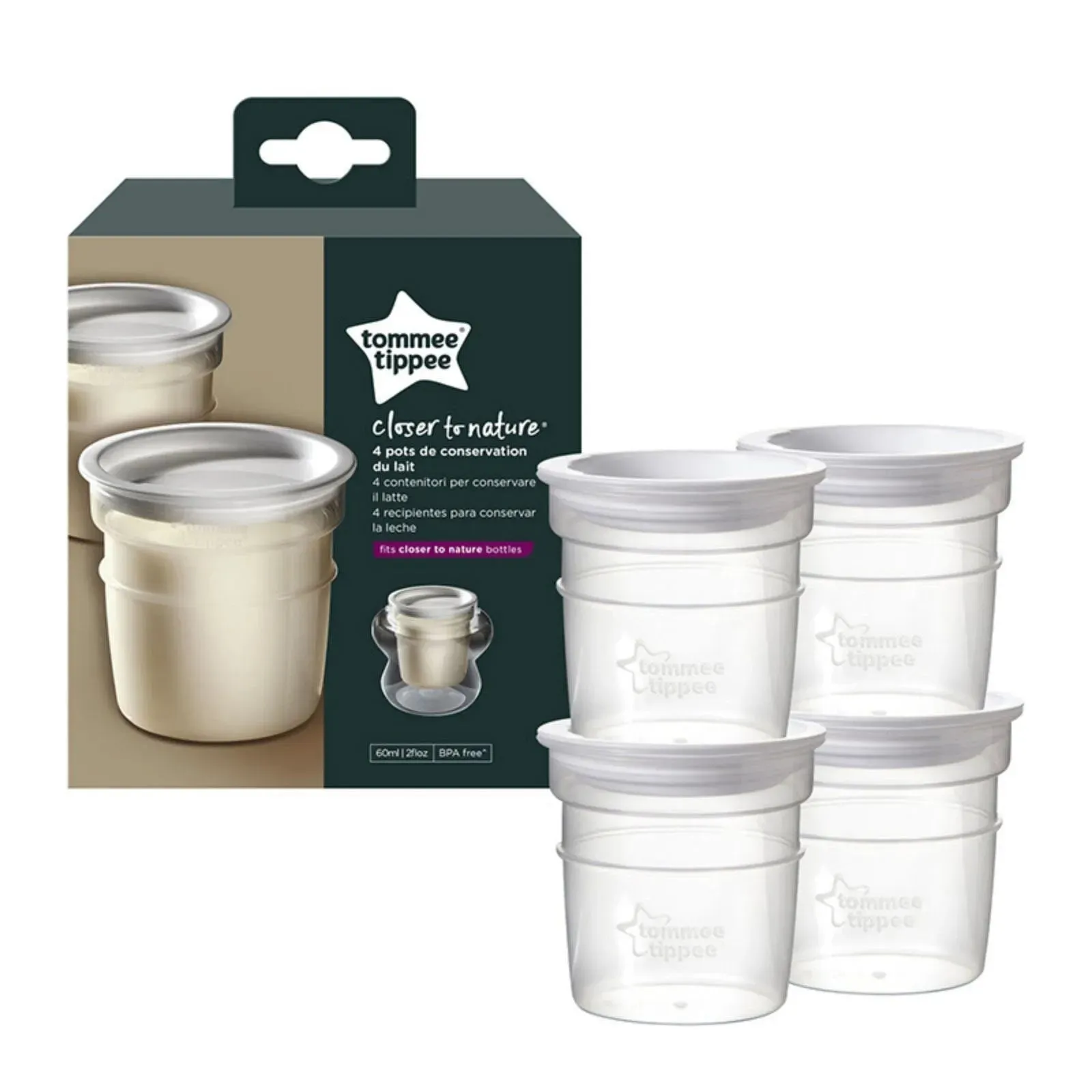 Tommee Tippee Closer to Nature Breast Milk Storage Containers Pack of 4