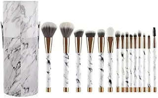 UNIMEIX Makeup Brushes 15 Pieces Makeup Brush Set Premium Face Eyeliner Blush Contour Foundation Cosmetic Brushes for Powder Liquid Cream With Marbling brush holder