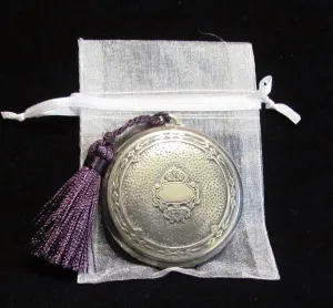 Victorian Djer Kiss Compact 1920s Silver Plated Powder Compact