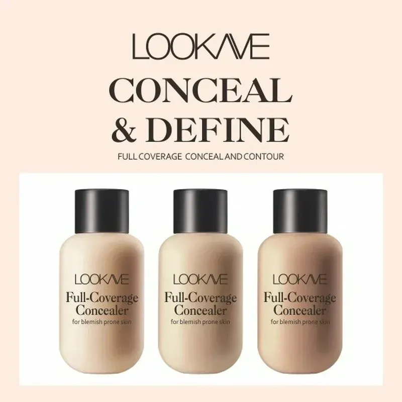 Waterproof Liquid Concealer: 3 Colors Matte Full Coverage for Acne Scars, Dark Circles, Foundation Whitening, Long-lasting Makeup Cosmetics
