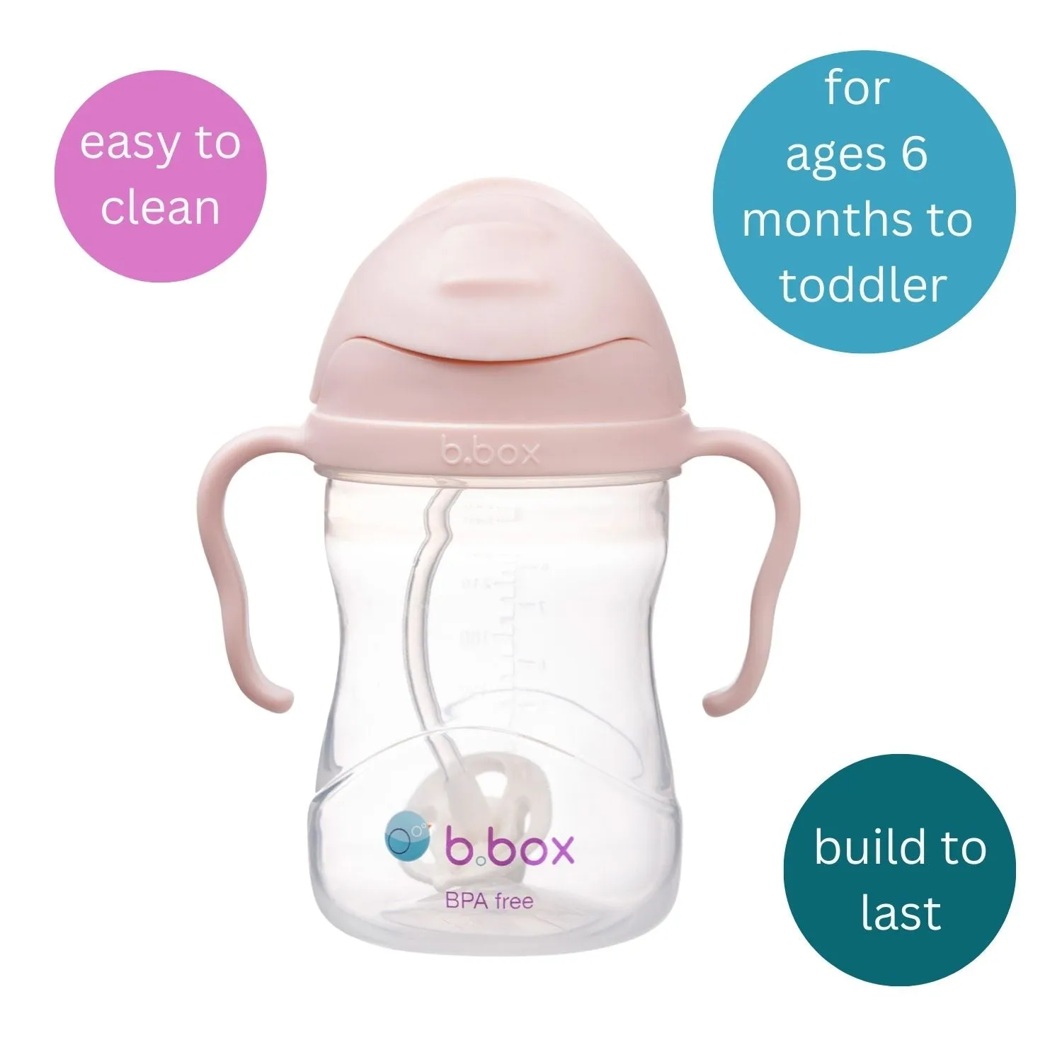 Weighted Straw Sippy Cup 240ml  Blush Light Pink