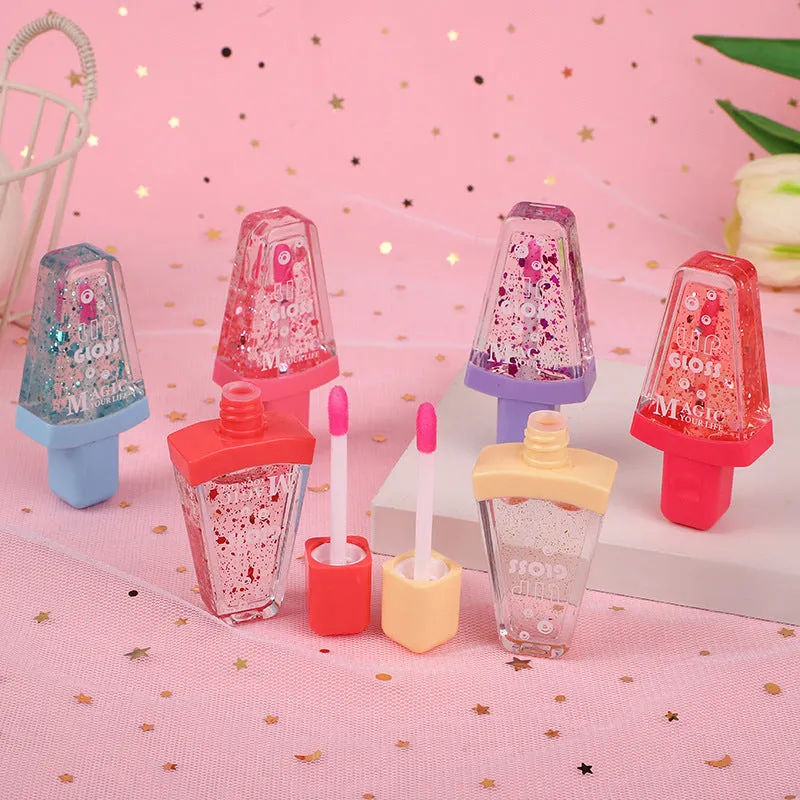 Wholesale 24pcs Ice Cream Sequins Moisturizing Color Changing Liquid Lip Gloss
