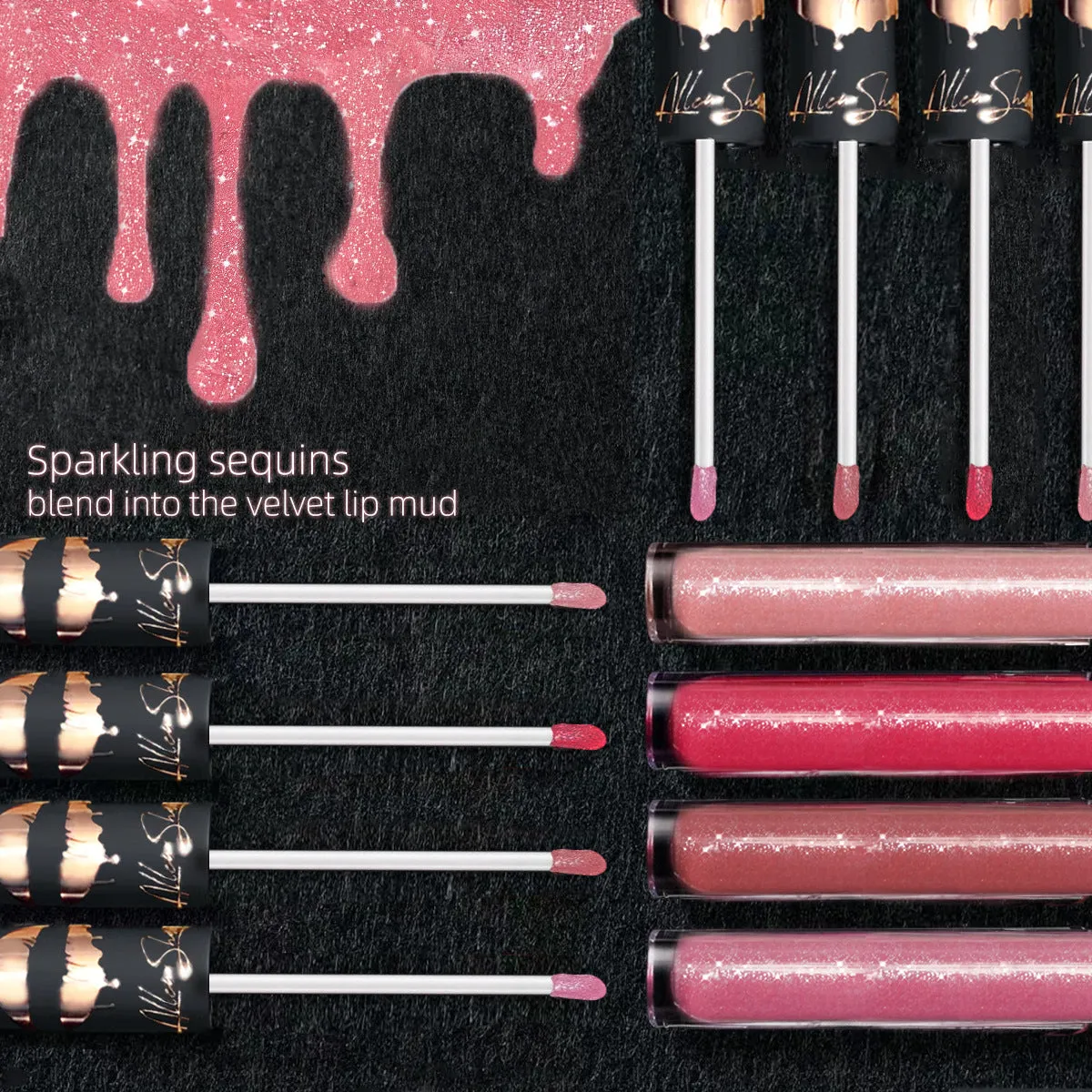 Wholesale Lipstick Flash Lip Mud Sequins Matte Texture Lip Glaze