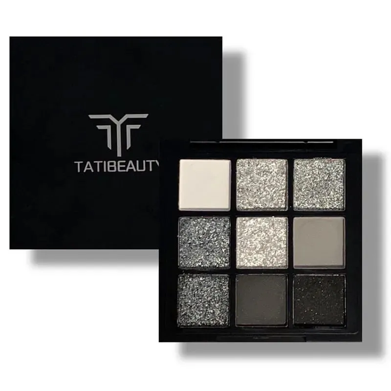 Yeknu 15Colors Eyeshadow Palette Black Smokey Cool Toned Eye Shadow Metal Pearlescent Matte Silver Gray Lasting Eyeshadow Party Makeup