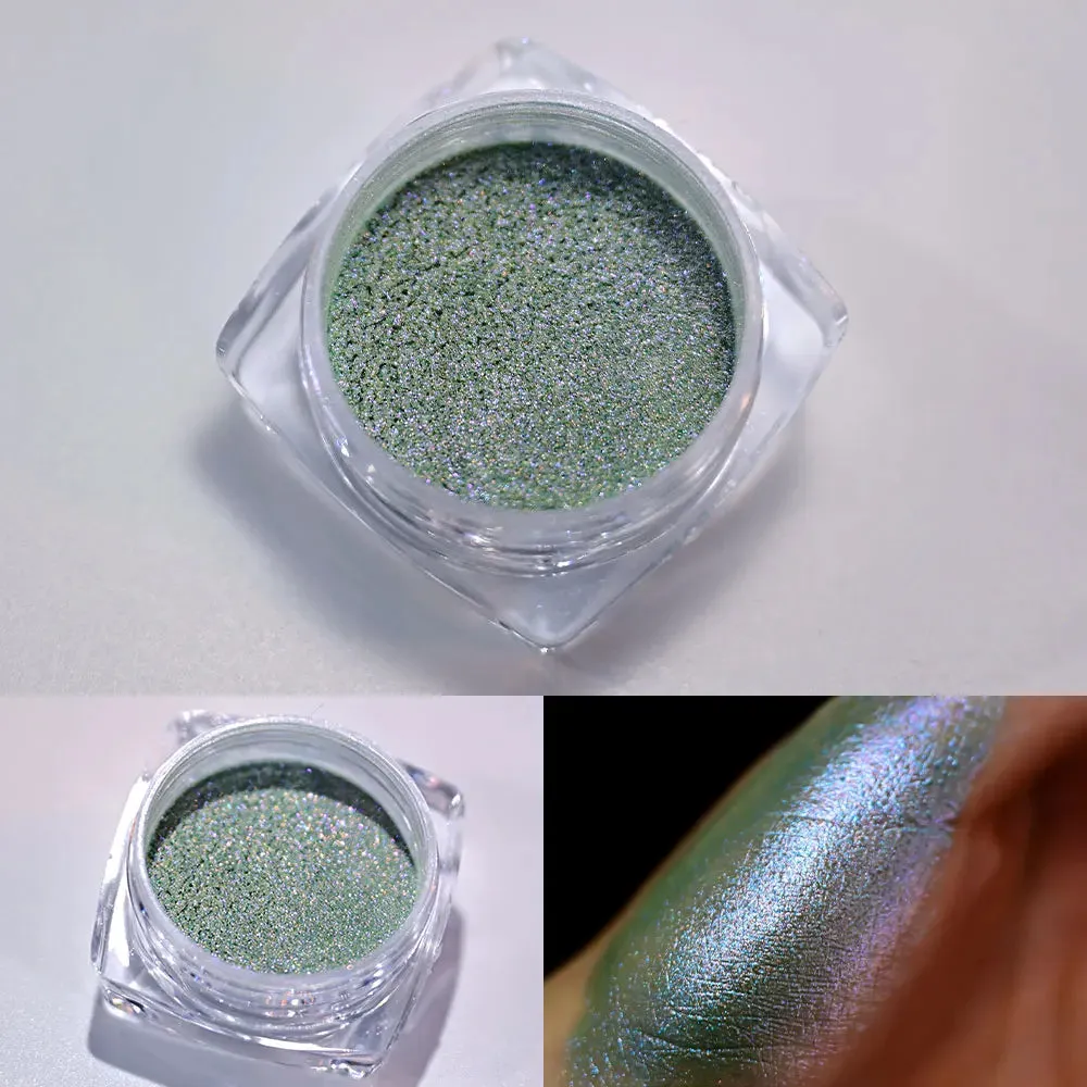 Yeknu 1Box Chameleon Polarized Neon Nail Art Powder Aurora Chrome Mica Pigment Dust Pearlescent For Makeup Eyeshadow Manicure Powder *