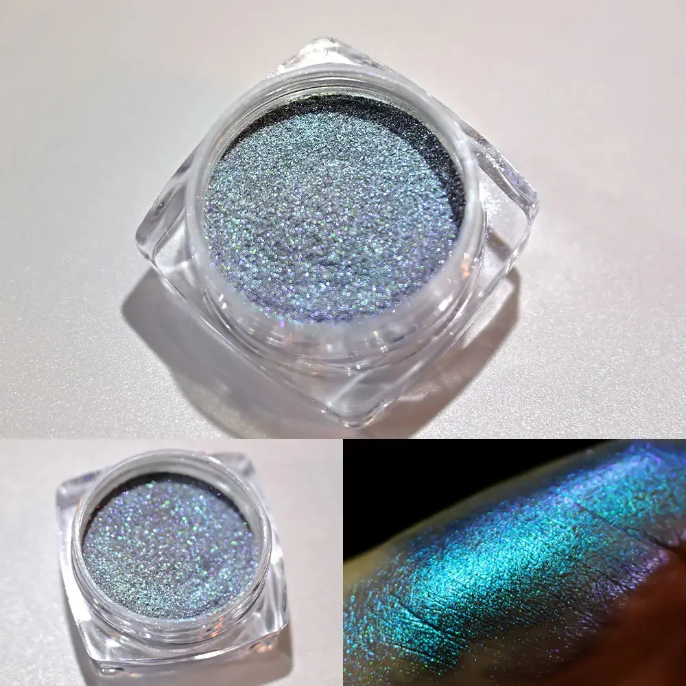 Yeknu 1Box Chameleon Polarized Neon Nail Art Powder Aurora Chrome Mica Pigment Dust Pearlescent For Makeup Eyeshadow Manicure Powder *