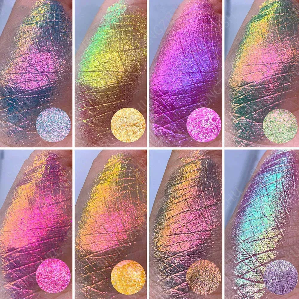 Yeknu 1Box Chameleon Polarized Neon Nail Art Powder Aurora Chrome Mica Pigment Dust Pearlescent For Makeup Eyeshadow Manicure Powder *