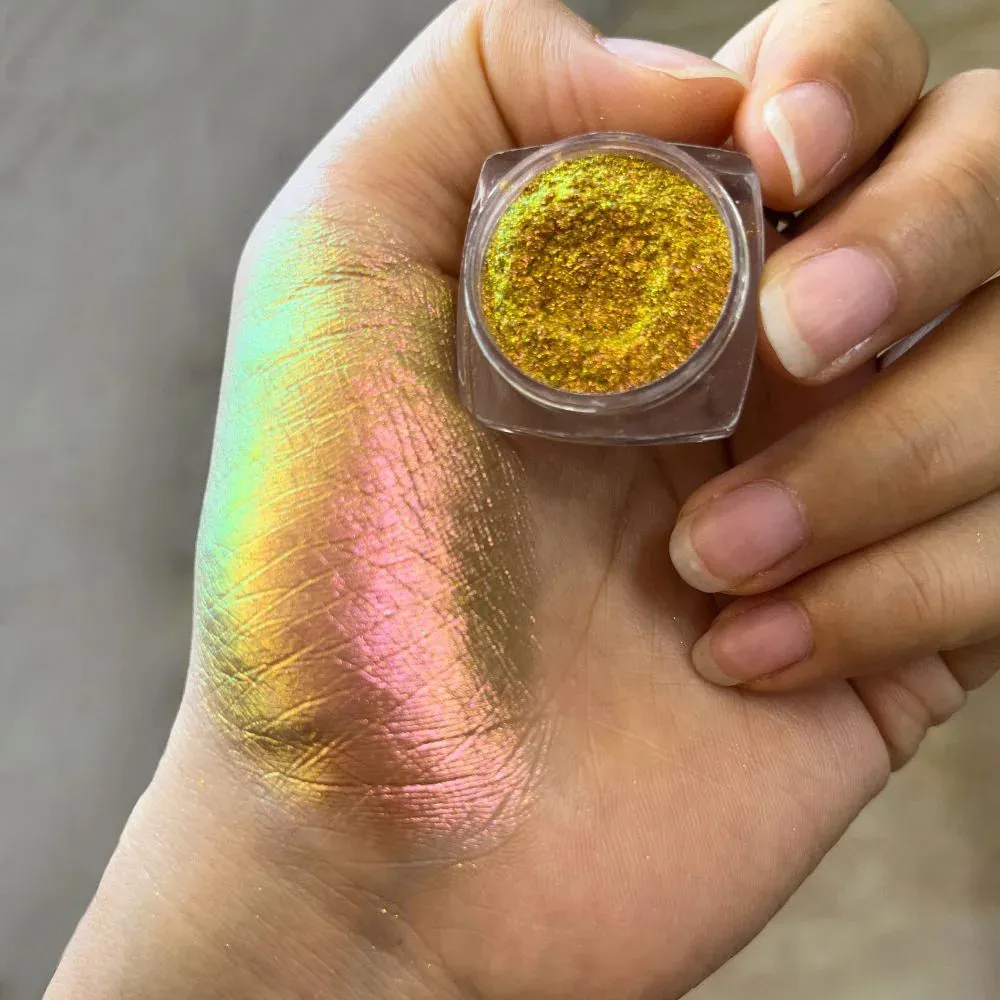 Yeknu 1Box Chameleon Polarized Neon Nail Art Powder Aurora Chrome Mica Pigment Dust Pearlescent For Makeup Eyeshadow Manicure Powder *
