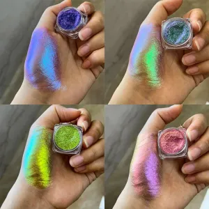Yeknu 1Box Chameleon Polarized Neon Nail Art Powder Aurora Chrome Mica Pigment Dust Pearlescent For Makeup Eyeshadow Manicure Powder *