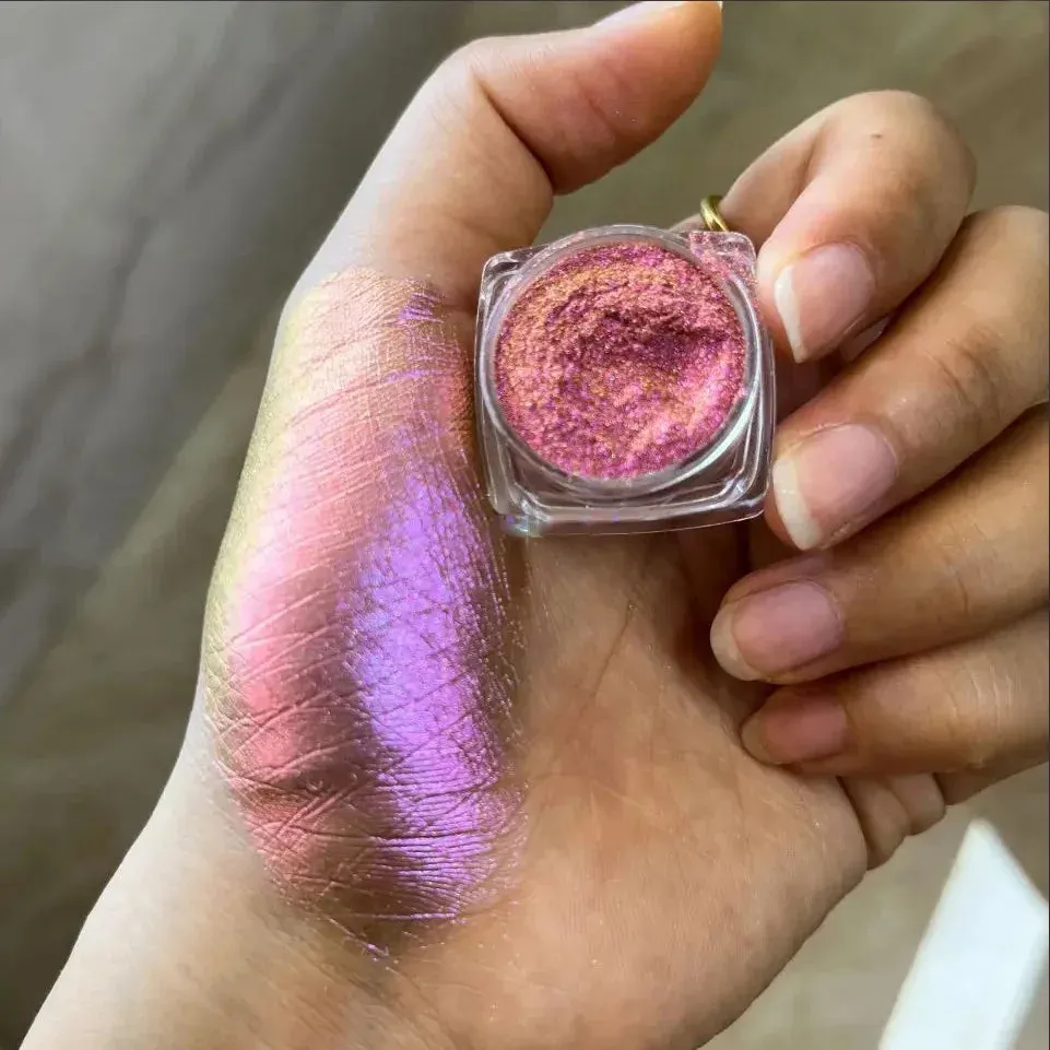Yeknu 1Box Chameleon Polarized Neon Nail Art Powder Aurora Chrome Mica Pigment Dust Pearlescent For Makeup Eyeshadow Manicure Powder *