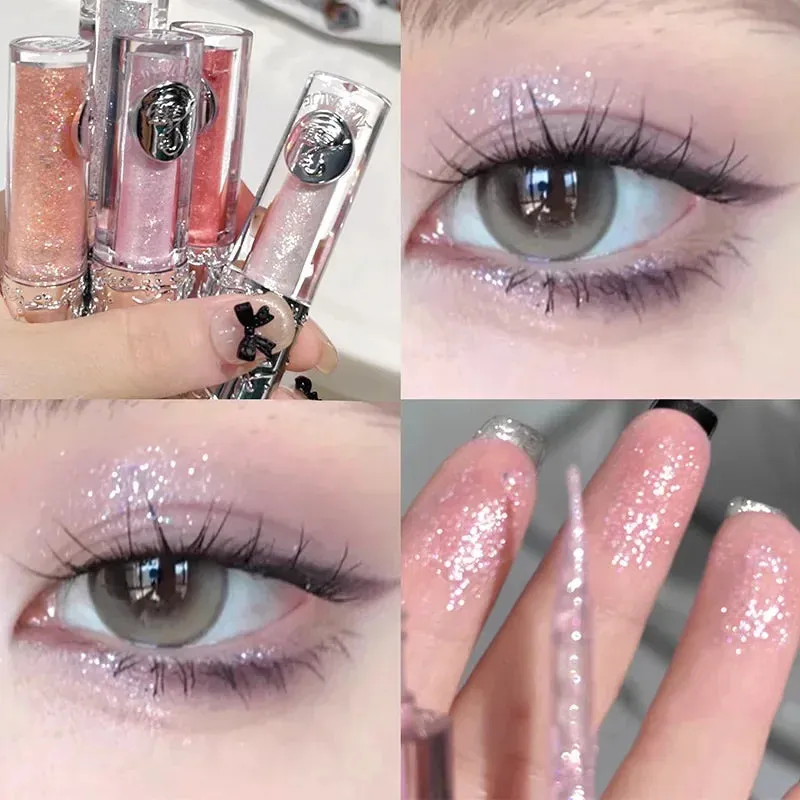 Yeknu 5 Colors Glitter Liquid Eyeshadow Highlighter Waterproof Pearlescent Shiny Eye Shadow Sequins Lying Silkworm Makeup Cosmetic