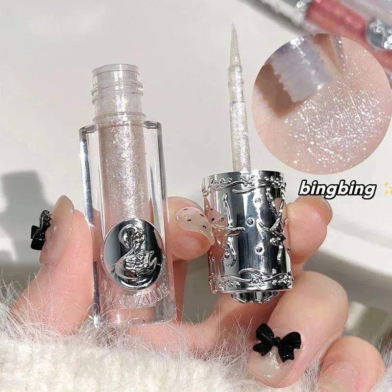 Yeknu 5 Colors Glitter Liquid Eyeshadow Highlighter Waterproof Pearlescent Shiny Eye Shadow Sequins Lying Silkworm Makeup Cosmetic