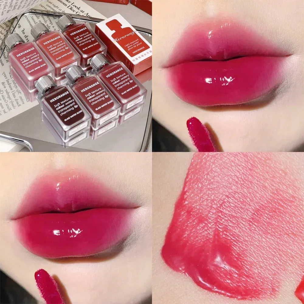 Yeknu 6 Color Water Mirror Gloss Lip Glaze Natural Lasting Hydrating Moisturizing Not Easy To Take Off Makeup Liquid Lipstick Cosmetic
