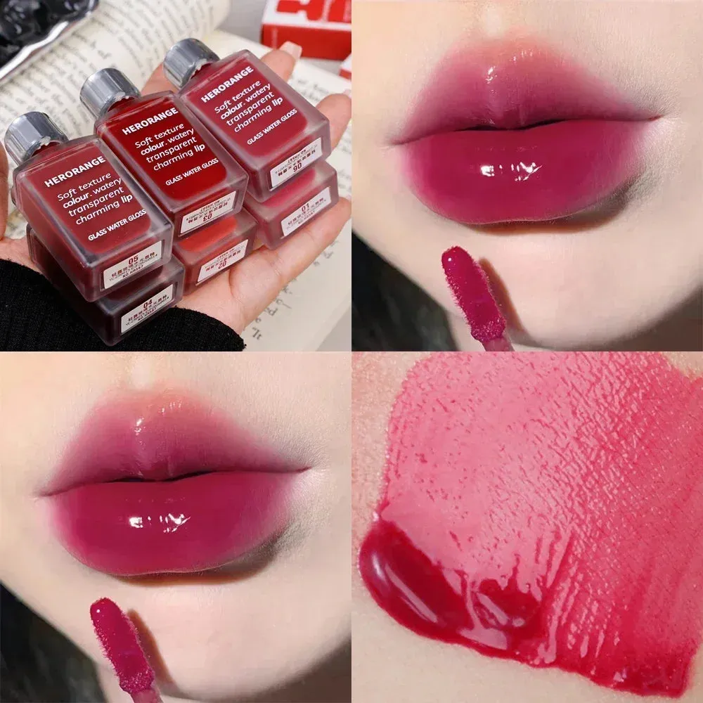 Yeknu 6 Color Water Mirror Gloss Lip Glaze Natural Lasting Hydrating Moisturizing Not Easy To Take Off Makeup Liquid Lipstick Cosmetic