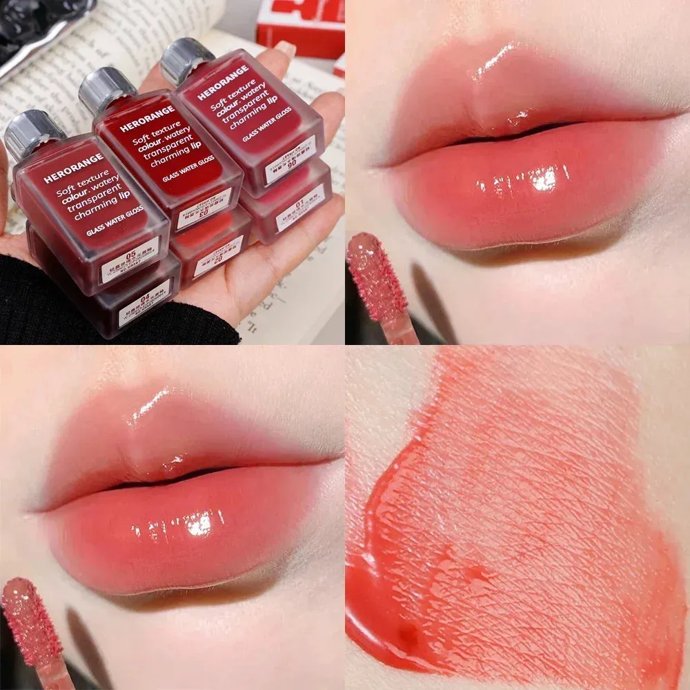Yeknu 6 Color Water Mirror Gloss Lip Glaze Natural Lasting Hydrating Moisturizing Not Easy To Take Off Makeup Liquid Lipstick Cosmetic
