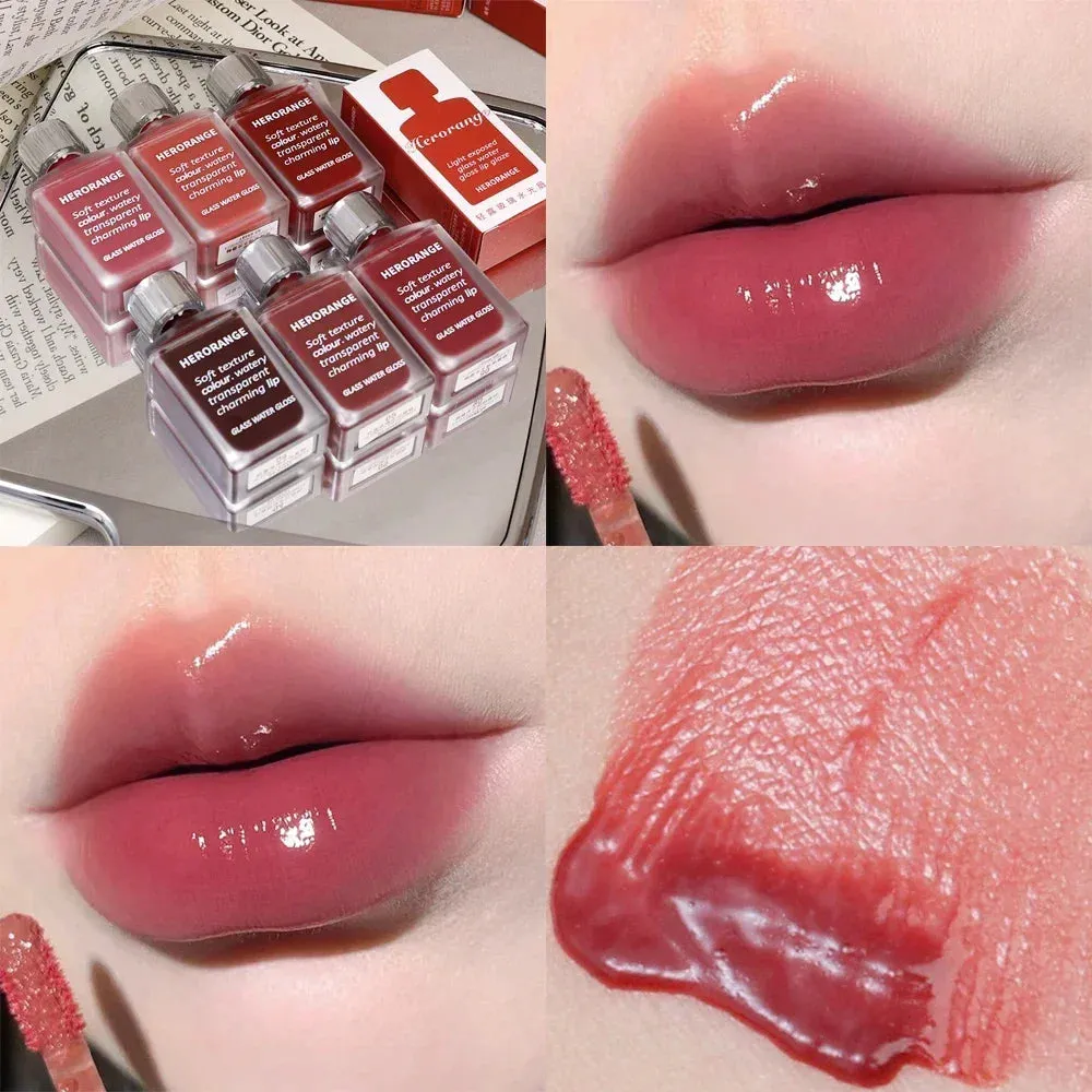 Yeknu 6 Color Water Mirror Gloss Lip Glaze Natural Lasting Hydrating Moisturizing Not Easy To Take Off Makeup Liquid Lipstick Cosmetic