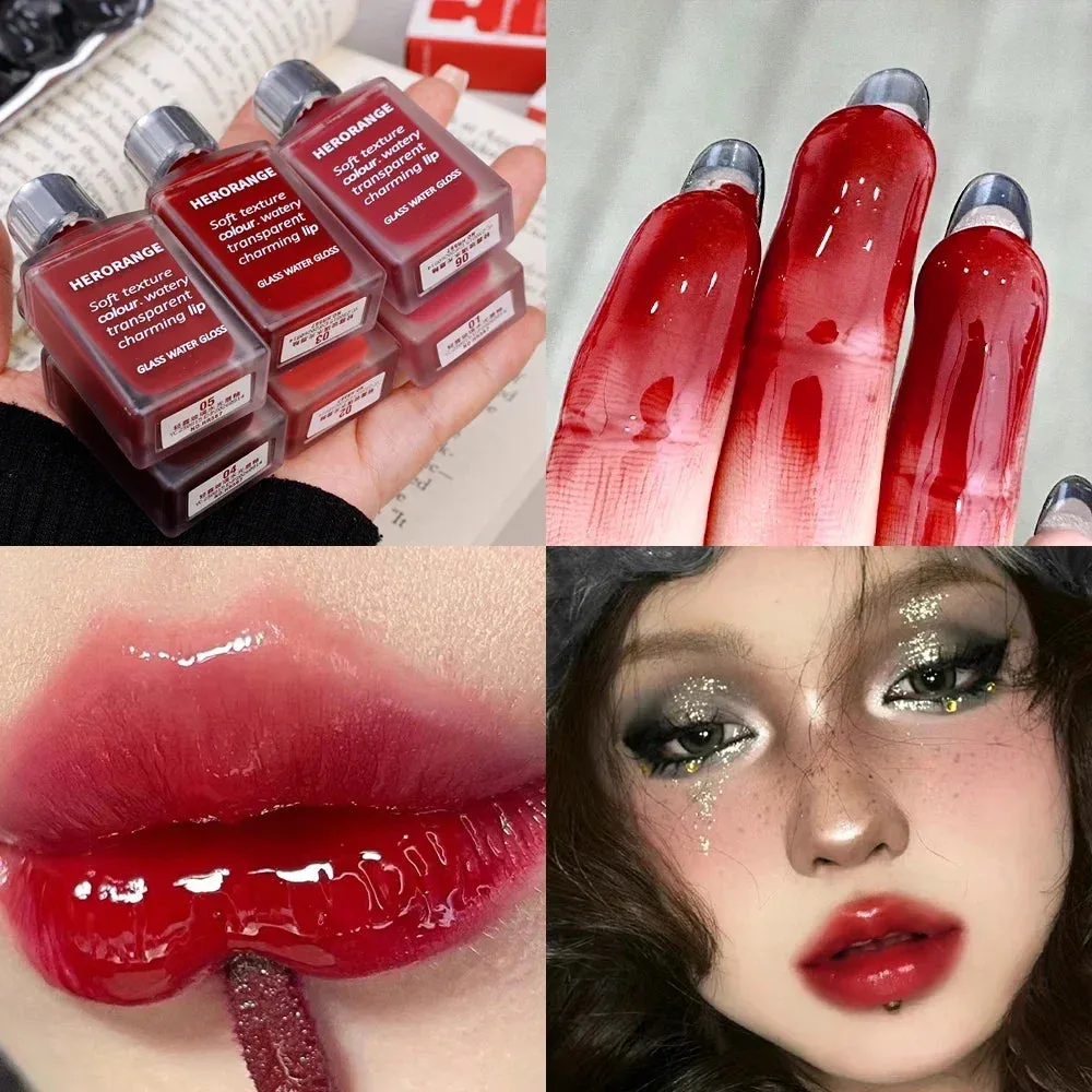 Yeknu 6 Color Water Mirror Gloss Lip Glaze Natural Lasting Hydrating Moisturizing Not Easy To Take Off Makeup Liquid Lipstick Cosmetic