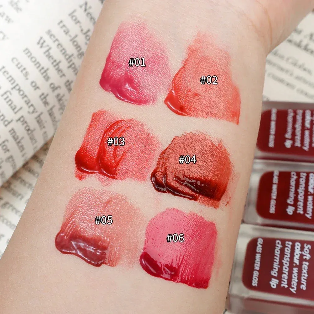 Yeknu 6 Color Water Mirror Gloss Lip Glaze Natural Lasting Hydrating Moisturizing Not Easy To Take Off Makeup Liquid Lipstick Cosmetic