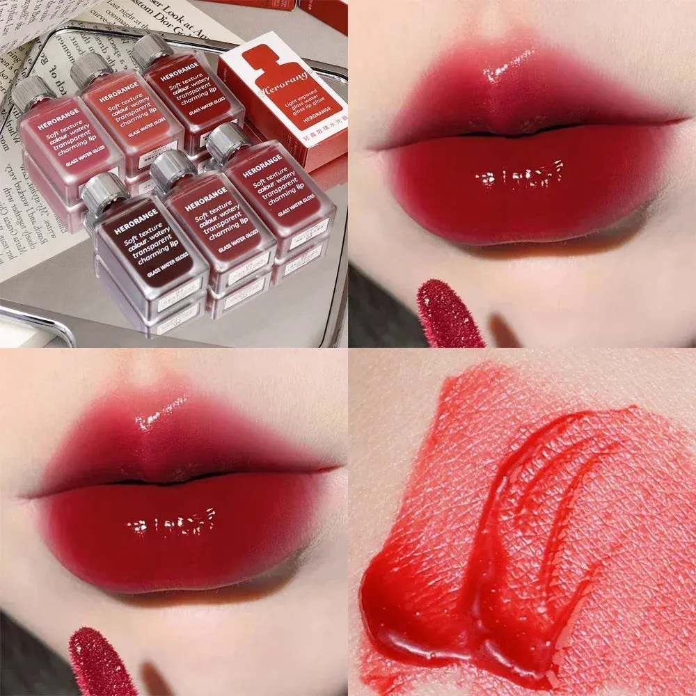 Yeknu 6 Color Water Mirror Gloss Lip Glaze Natural Lasting Hydrating Moisturizing Not Easy To Take Off Makeup Liquid Lipstick Cosmetic