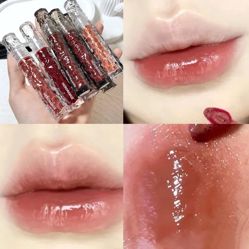 Yeknu 8 Color Moisturizing Mirror Lip Glaze Long Lasting Lip Gloss Black Tea Brown Liquid Lipstick Lip Oil Care Makeup Korean Cosmetic