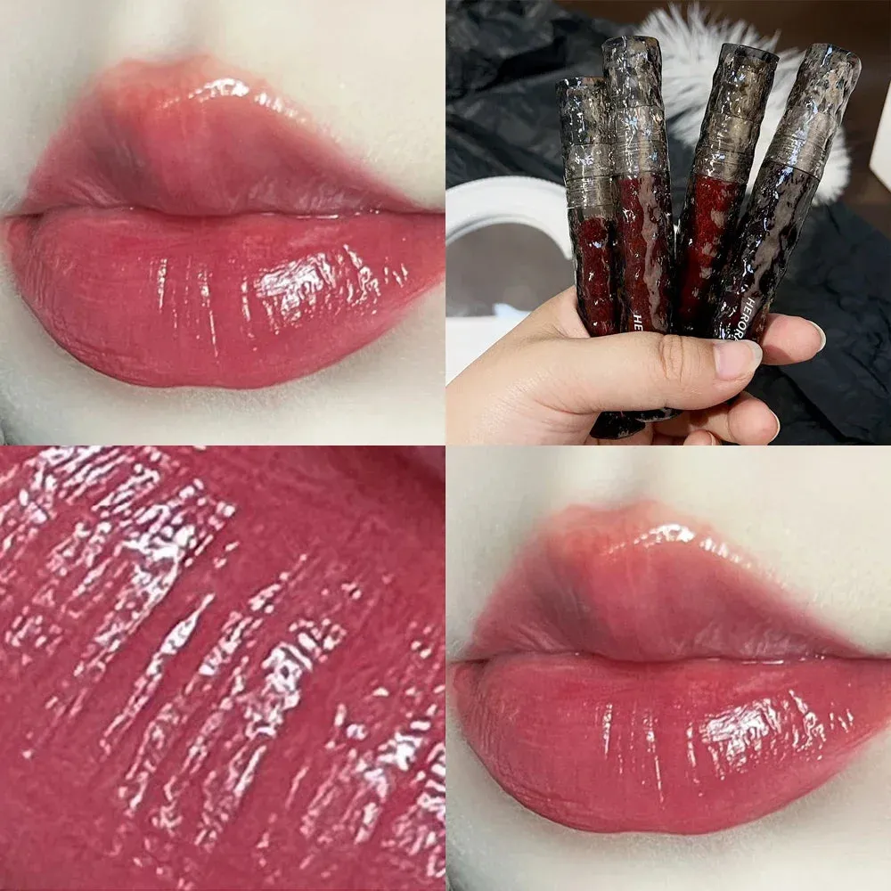 Yeknu 8 Color Moisturizing Mirror Lip Glaze Long Lasting Lip Gloss Black Tea Brown Liquid Lipstick Lip Oil Care Makeup Korean Cosmetic