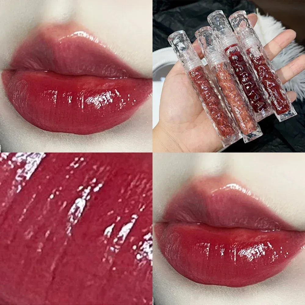 Yeknu 8 Color Moisturizing Mirror Lip Glaze Long Lasting Lip Gloss Black Tea Brown Liquid Lipstick Lip Oil Care Makeup Korean Cosmetic