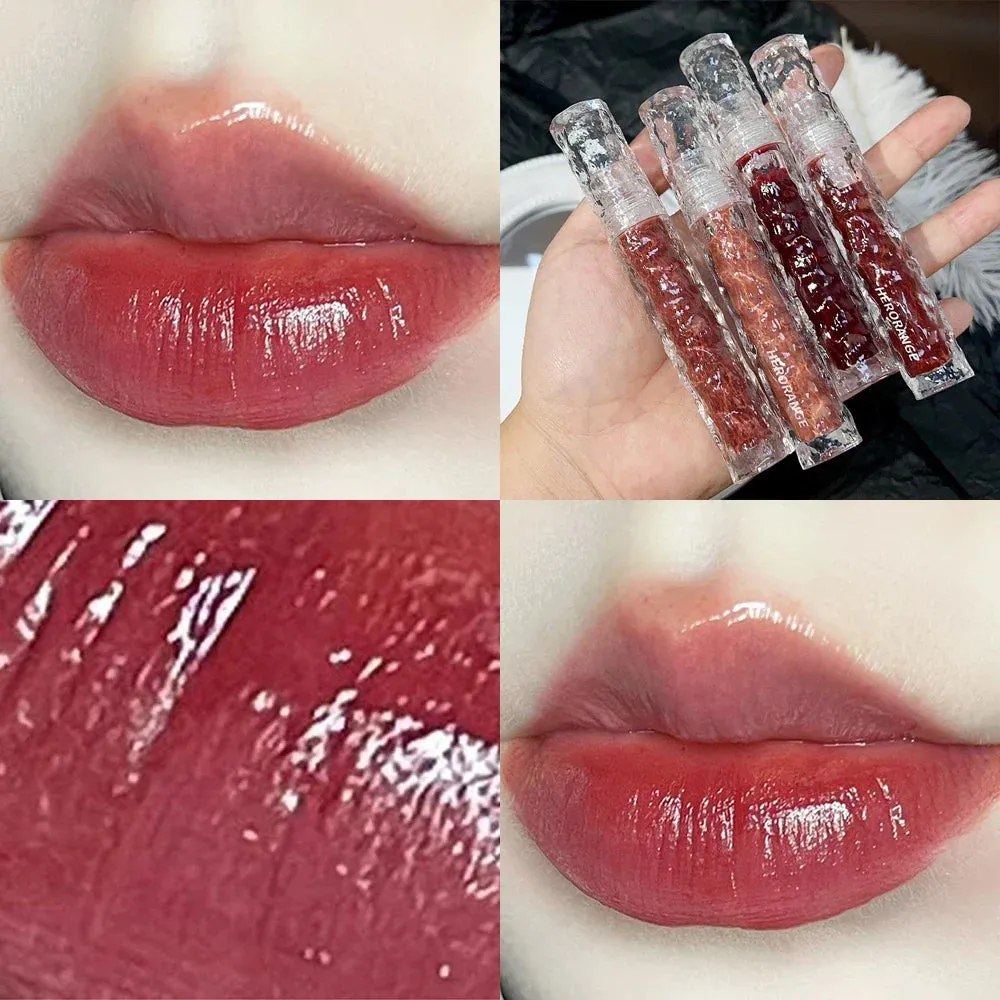 Yeknu 8 Color Moisturizing Mirror Lip Glaze Long Lasting Lip Gloss Black Tea Brown Liquid Lipstick Lip Oil Care Makeup Korean Cosmetic