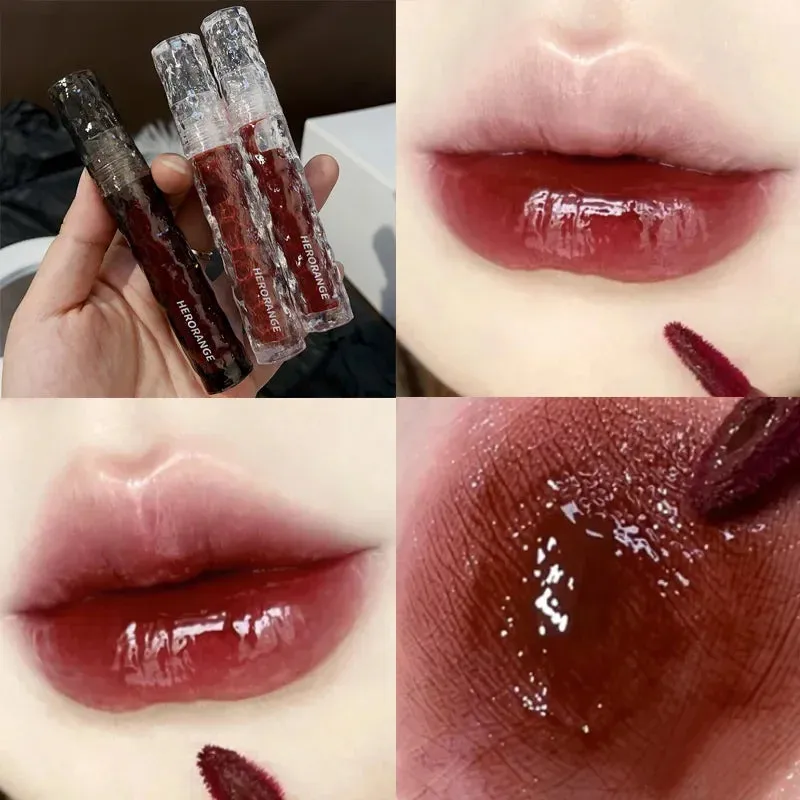 Yeknu 8 Color Moisturizing Mirror Lip Glaze Long Lasting Lip Gloss Black Tea Brown Liquid Lipstick Lip Oil Care Makeup Korean Cosmetic
