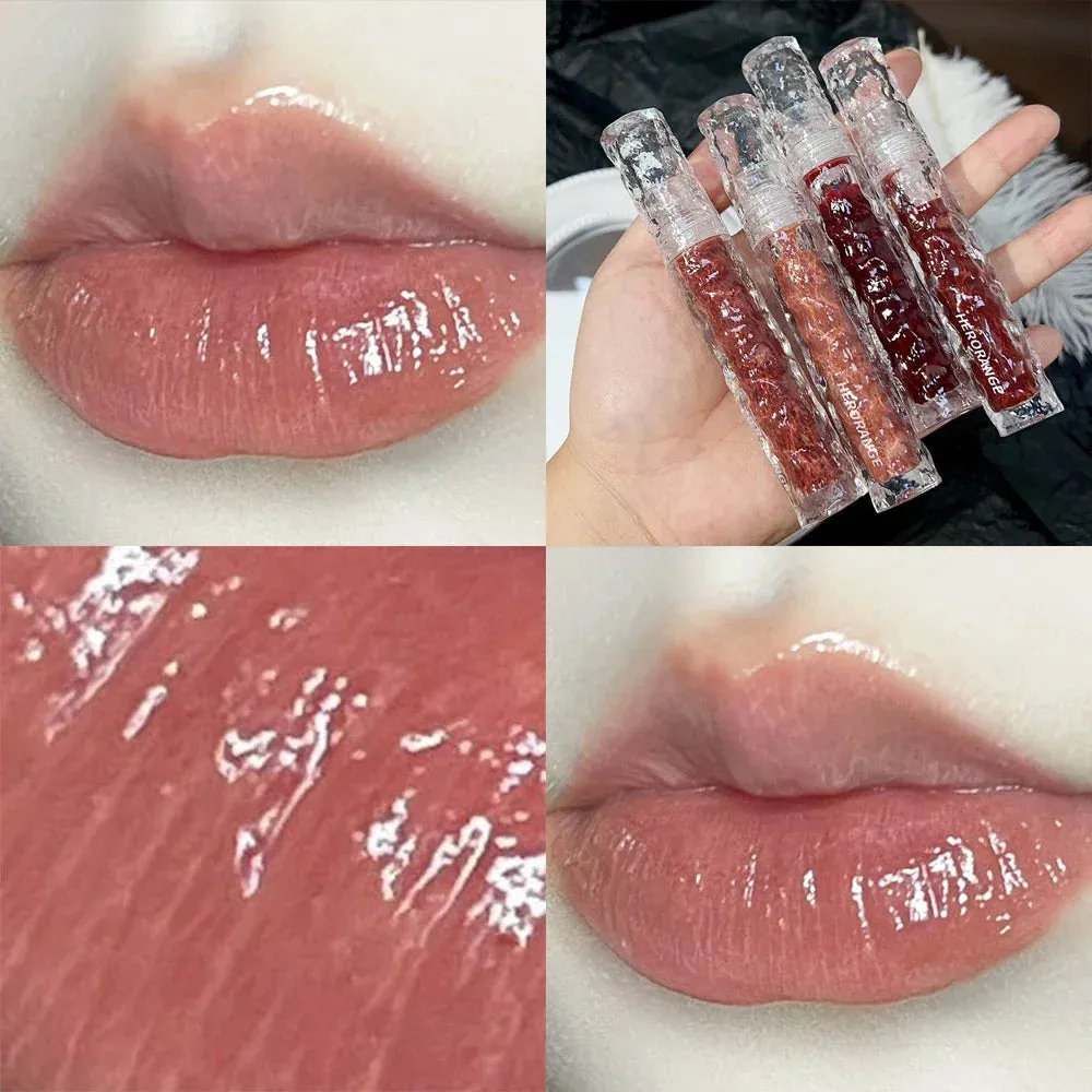 Yeknu 8 Color Moisturizing Mirror Lip Glaze Long Lasting Lip Gloss Black Tea Brown Liquid Lipstick Lip Oil Care Makeup Korean Cosmetic