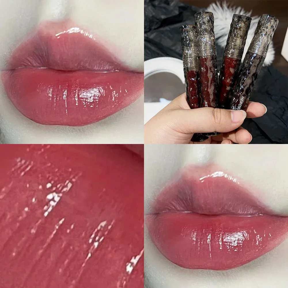 Yeknu 8 Color Moisturizing Mirror Lip Glaze Long Lasting Lip Gloss Black Tea Brown Liquid Lipstick Lip Oil Care Makeup Korean Cosmetic