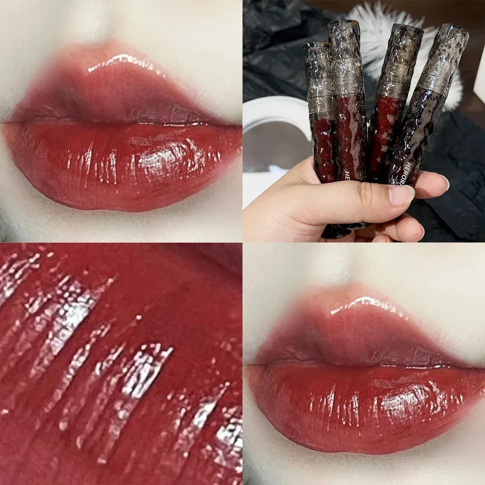 Yeknu 8 Color Moisturizing Mirror Lip Glaze Long Lasting Lip Gloss Black Tea Brown Liquid Lipstick Lip Oil Care Makeup Korean Cosmetic