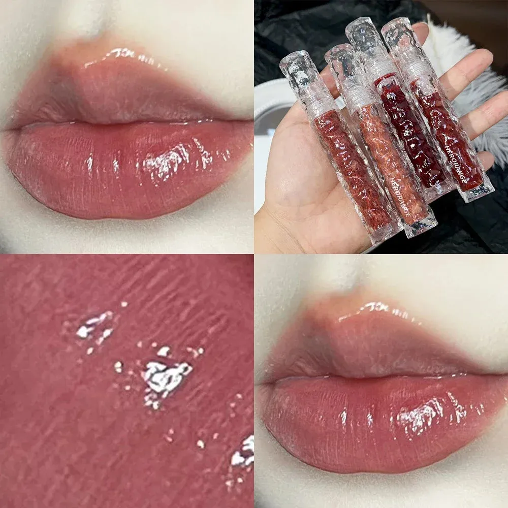 Yeknu 8 Color Moisturizing Mirror Lip Glaze Long Lasting Lip Gloss Black Tea Brown Liquid Lipstick Lip Oil Care Makeup Korean Cosmetic