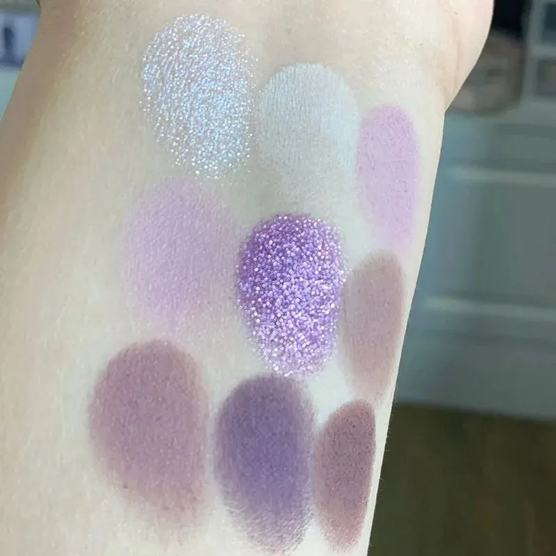 Yeknu Aurora Purple 9 Colors Eyeshadow Palette Smokey Purple Lace Shimmer Matte Silver Water Highlight Cool Tone Eye Shadow Korean