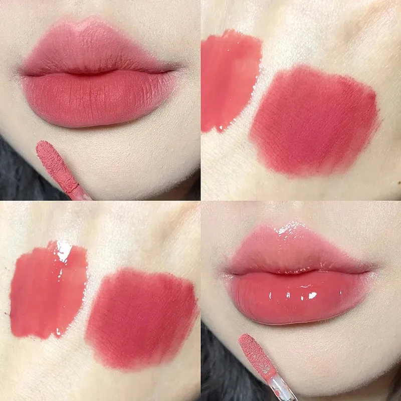 Yeknu Double Head Lip Glaze Mirror Jelly Lipstick Matte Mist Lips Mud Lasting Moisturizing Lip Gloss Tint Korea Makeup Women Cosmetic