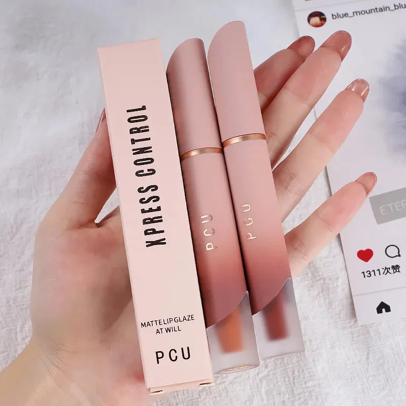 Yeknu Lip Gloss Matte Velvet Lip Mud Nude Matte Chocolate Lipstick Red Lip Tint Glaze Korean Waterproof Lasting Makeup Women Cosmetics