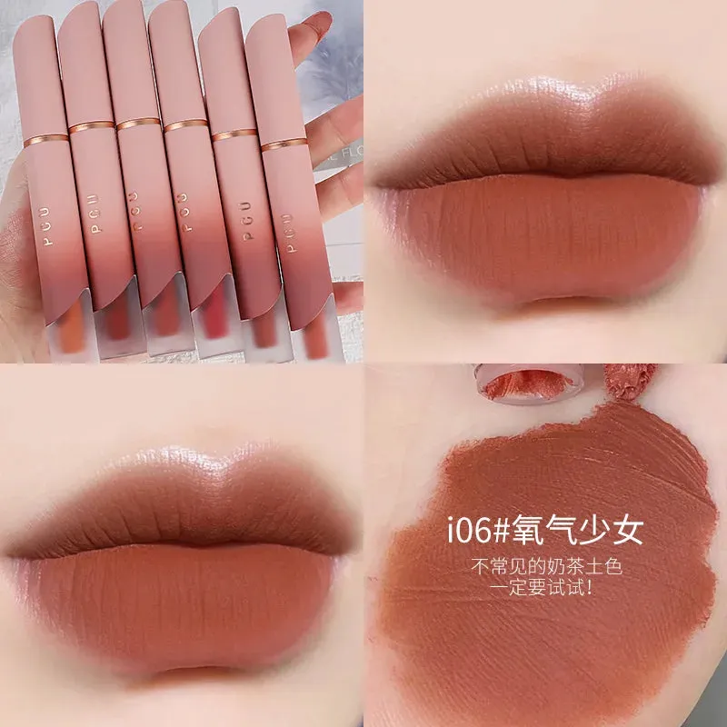 Yeknu Lip Gloss Matte Velvet Lip Mud Nude Matte Chocolate Lipstick Red Lip Tint Glaze Korean Waterproof Lasting Makeup Women Cosmetics