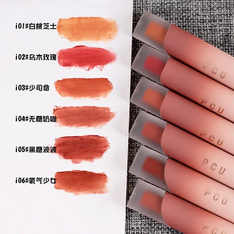 Yeknu Lip Gloss Matte Velvet Lip Mud Nude Matte Chocolate Lipstick Red Lip Tint Glaze Korean Waterproof Lasting Makeup Women Cosmetics