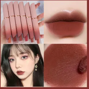 Yeknu Lip Gloss Matte Velvet Lip Mud Nude Matte Chocolate Lipstick Red Lip Tint Glaze Korean Waterproof Lasting Makeup Women Cosmetics