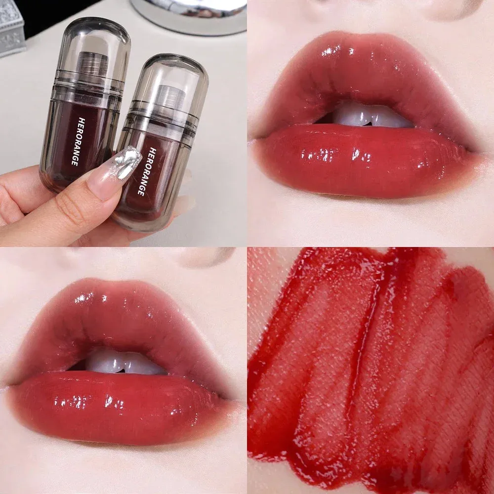 Yeknu Mirror Jelly Glass Lip Gloss Moisturizing Non-sticky Lip Tint Lip Plumper Mirror Water Liquid Lipstick Women Makeup Cosmetics