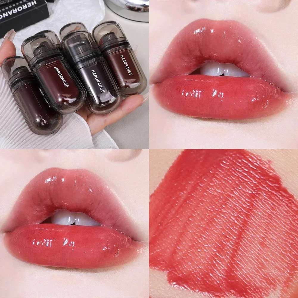 Yeknu Mirror Jelly Glass Lip Gloss Moisturizing Non-sticky Lip Tint Lip Plumper Mirror Water Liquid Lipstick Women Makeup Cosmetics
