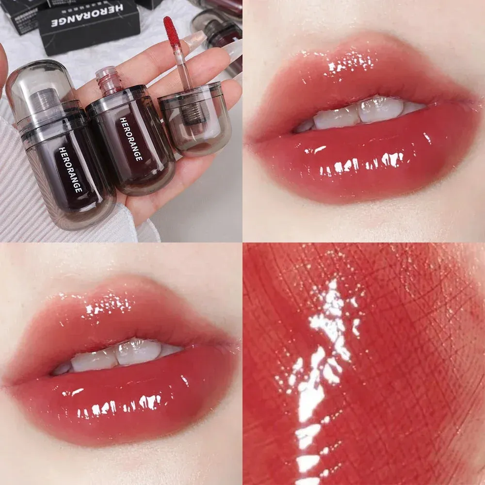 Yeknu Mirror Jelly Glass Lip Gloss Moisturizing Non-sticky Lip Tint Lip Plumper Mirror Water Liquid Lipstick Women Makeup Cosmetics