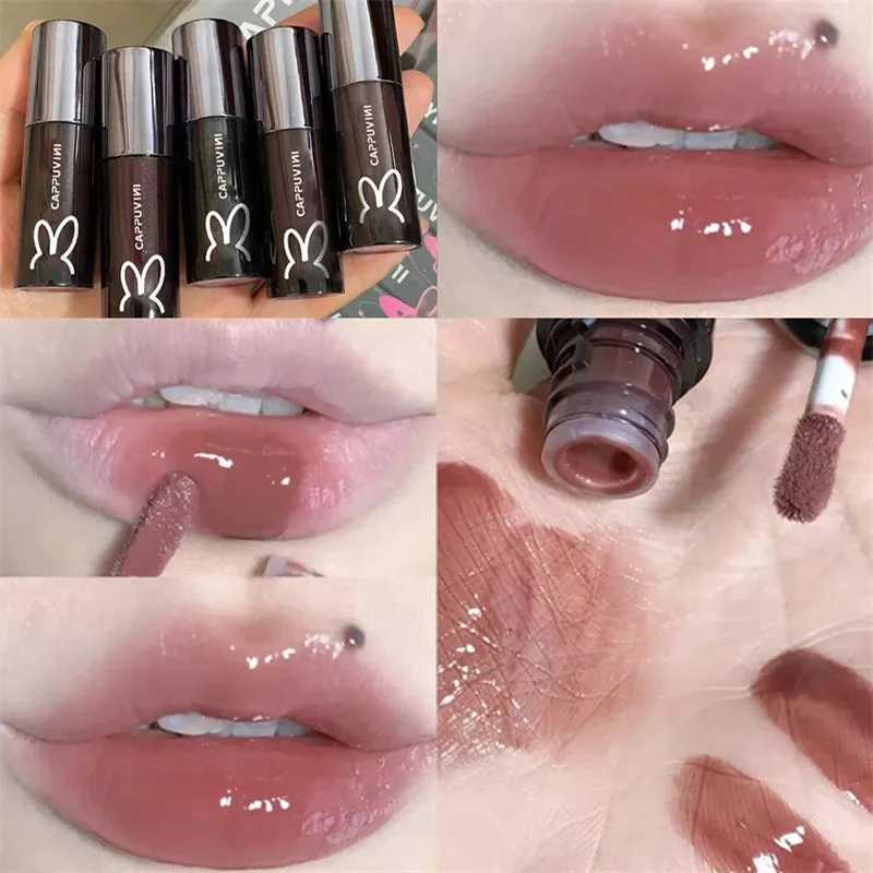 Yeknu Shining Lip Glaze Jelly Glitter Lip Gloss Long Lasting Moisturizing Liquid Lipstick Fade Lip Lines Shimmer Lip Makeup Cosmetics