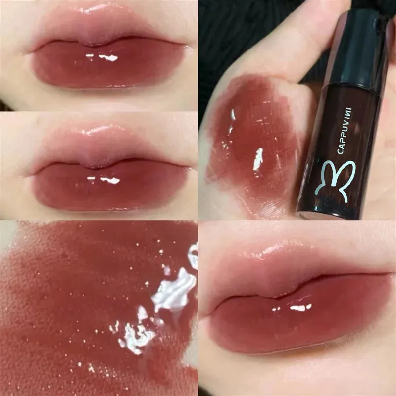 Yeknu Shining Lip Glaze Jelly Glitter Lip Gloss Long Lasting Moisturizing Liquid Lipstick Fade Lip Lines Shimmer Lip Makeup Cosmetics